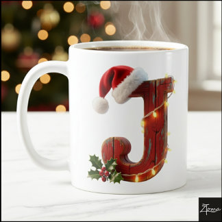 Mug Lumières en forme de lettre J en bois rustique pou