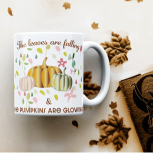 Mug Lumineuse Citrouille et Feuilles d'automne Doodle 