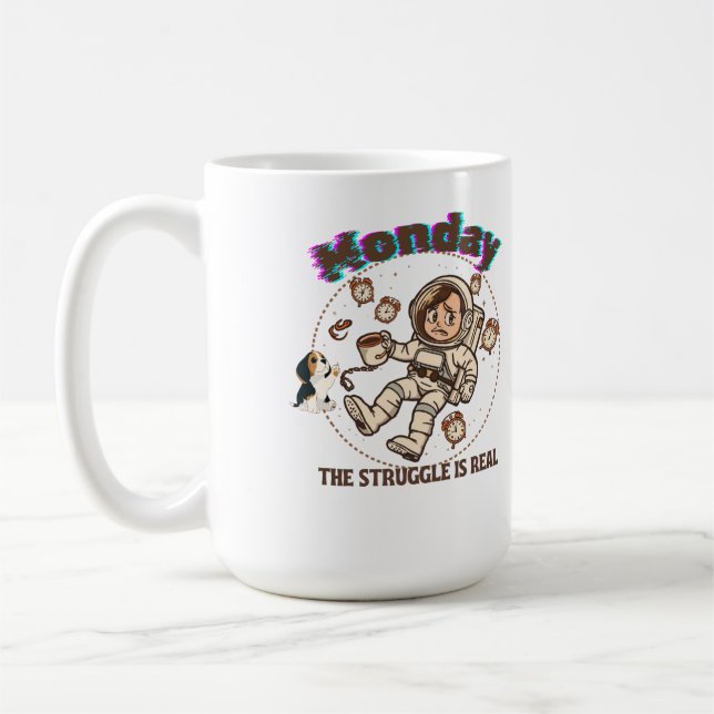 Mug Lundi Lutte Spatiale Astronaute Café & Chiot (Gauche)