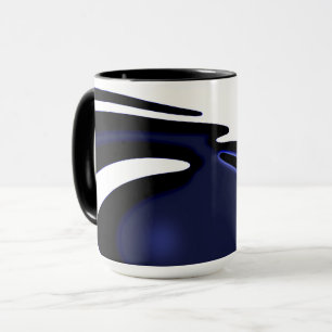 Mug Lune bleue : Bleu Abstrait, Blanc & Noir