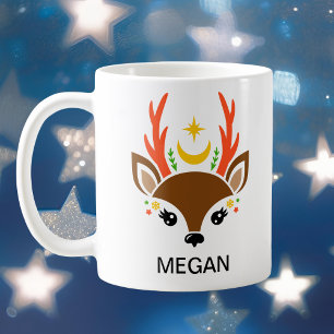 Mug Lune céleste et visage de renne étoile pour les fê