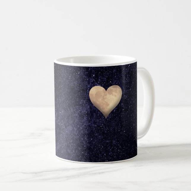 Mug Lune en forme de coeur dans le ciel étoilé (Devant droit)