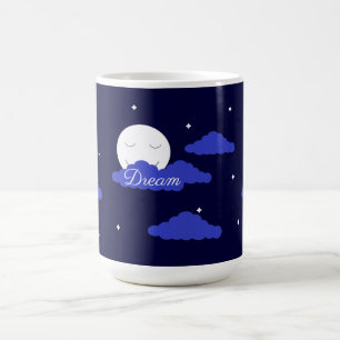 Mug Lune étoilée avec nuages : Bleu foncé