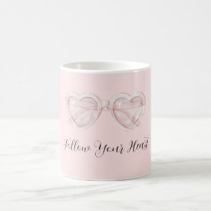 Mug Lunettes de soleil à cœur rose blush Citation