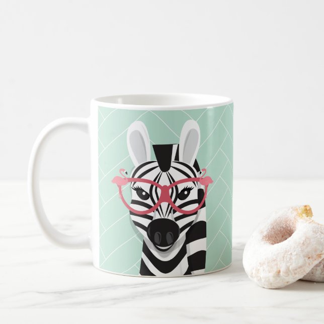 Mug Lunettes de soleil en Flamant rose rose noir blanc (Avec donut)