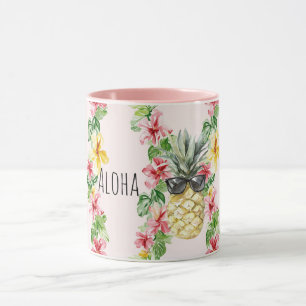 Mug Lunettes de soleil Fleurs d'ananas tropical