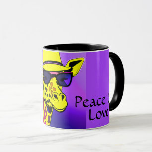 Mug Lunettes de soleil Giraffe cool Paix & Amour