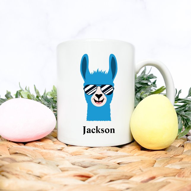 Mug Lunettes de soleil Llama Bleu Garçon Personnaliser (Créateur téléchargé)