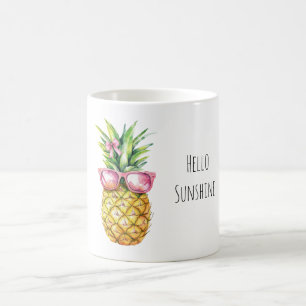 Mug Lunettes de soleil roses tropicales à l'ananas Bon