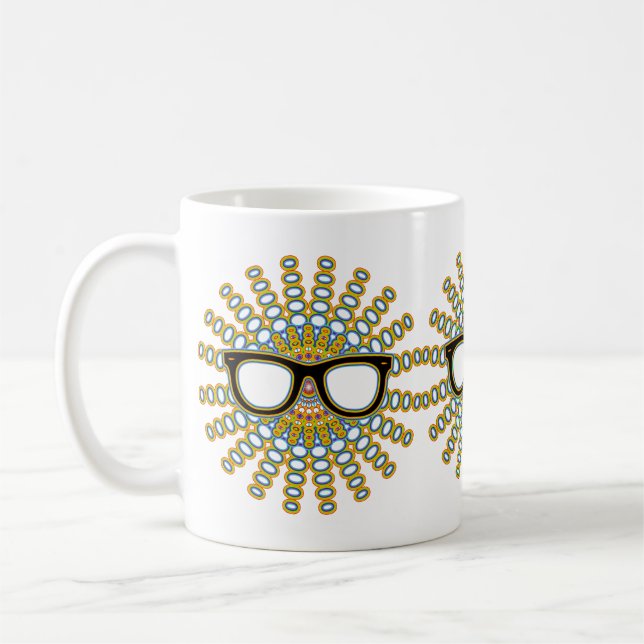 Mug Lunettes Nerd ensoleillées + votre backgr. & idées (Gauche)