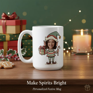 Mug Lutin de Noël à visage de photo personnalisé