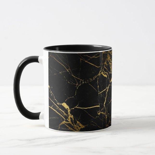 Mug Luxe Marbre noir et or Texture (Gauche)