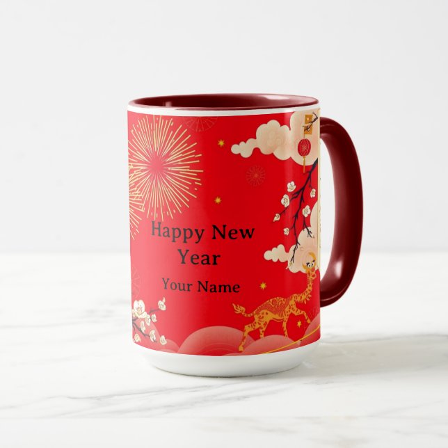 Mug Luxe Ornate Gold Fire & Crimson Aesthetic (Devant droit)