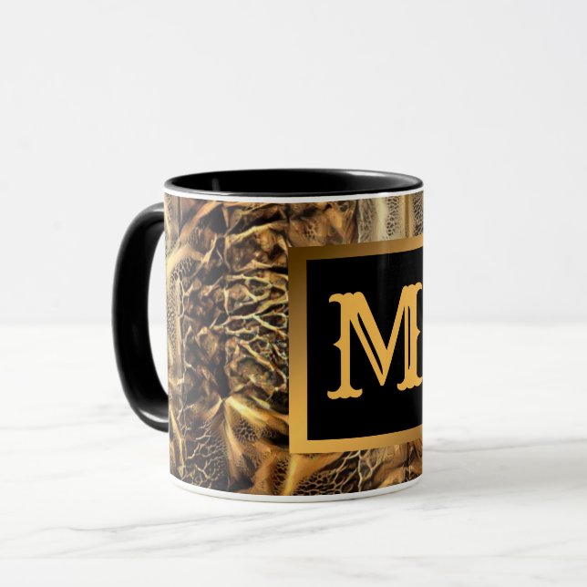 Mug Luxe Unique Bois Or Monogramme (Devant gauche)