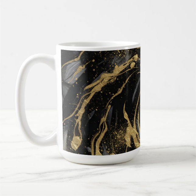 Mug Luxury Gold and Black Abstract Marble  (Gauche)