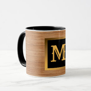 Mug Luxury Gold Wood Moderne Monogramme