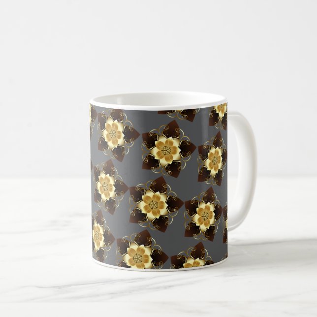 Mug Luxury Golden Floral Mandala Ornamental Design (Devant droit)
