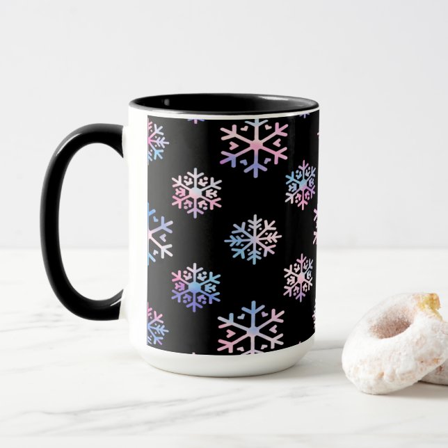 Mug Luxury Holographic Snowflake Christmas Collection (Avec donut)
