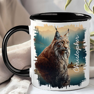 Mug Lynx par réflexion de lac de montagne