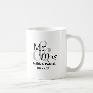 Mug M. et Mme Mariage Date avec les noms de mariée et 