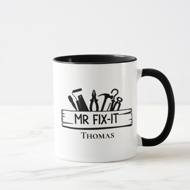 Mug M. Fix It Wood Sign Tools Nom (Droite)