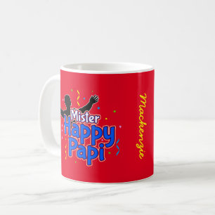 Mug M. Happy Papi avec Votre Nom sur ROUGE