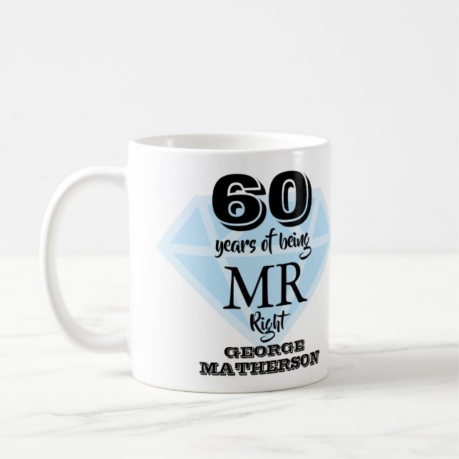 Mug M. Mme Right Fun Diamond 60e anniversaire (Gauche)