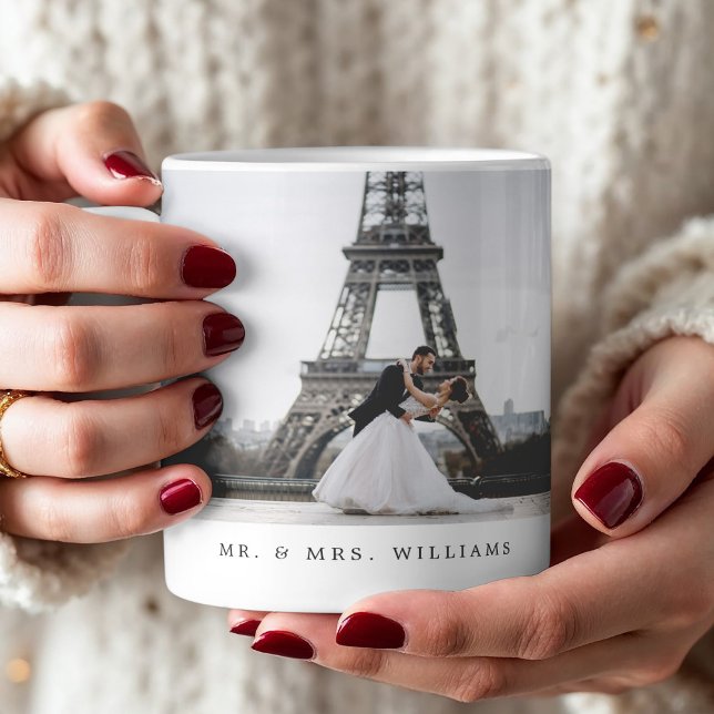 Mug M. Newlysée. & Mrs Modern Photo Collage (This mug is perfect for a newlywed. The mug features two photos and is personalized)