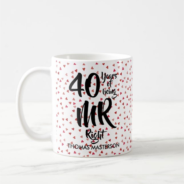 Mug M. Right 40e anniversaire Ruby Hearts Confetti (Gauche)