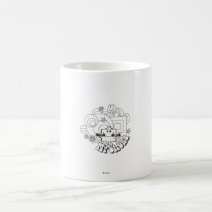 Mug M. Strong   Étoiles et fleurs noires et blanches