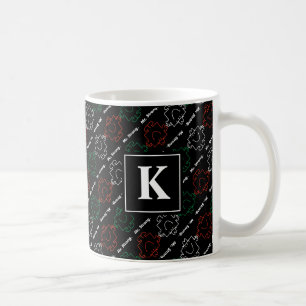 Mug M. Strong   Motif rouge, blanc et vert   Monogramm