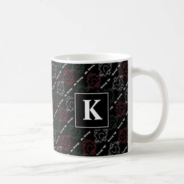 Mug M. Strong | Motif rouge, blanc et vert | Monogramm (Droite)