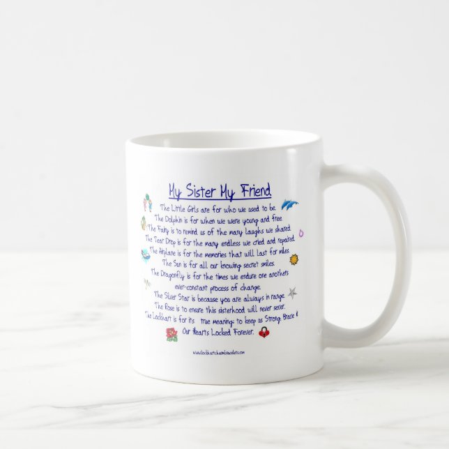 Mug MA SOEUR mon poème d'ami avec des graphiques (Droite)