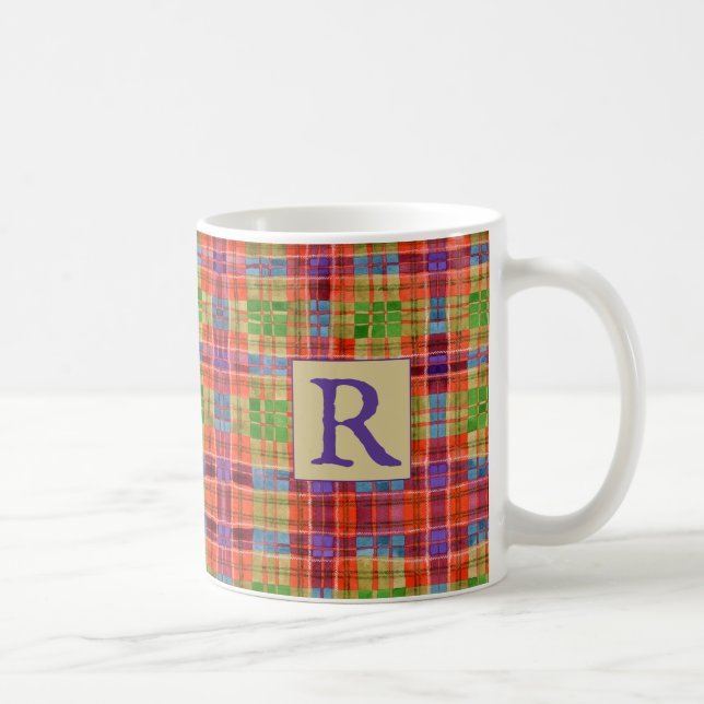 Mug MAC RAE TARTAN Musique blanche + Initiale (Droite)