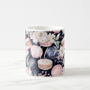 Mug Macarons Bleus Roses Élégants Français