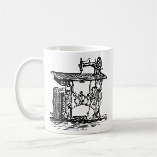Mug Machine à coudre Vintage d'antiquités noir et bl