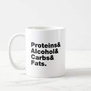 Mug Macronutriments. Protéines & Alcool & Carbes & Gra