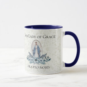 Mug Madame florale bleue de   de dentelle de Vierge