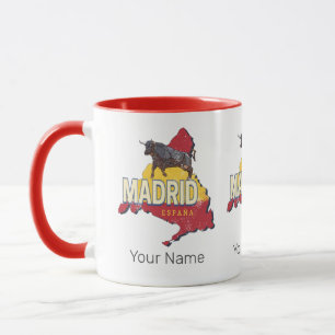 Mug Madrid Espagne Rétro Carte Région Vintage Bull