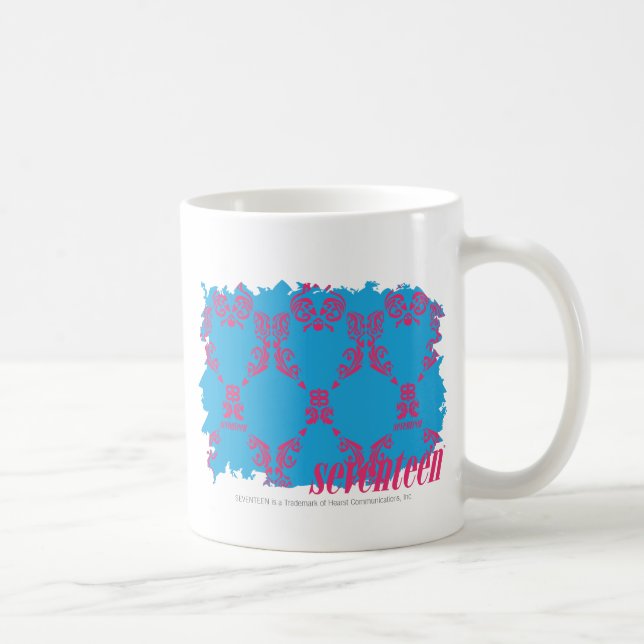 Mug Magenta-Aqua 4 de damassé (Droite)
