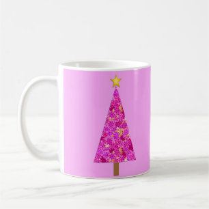 Mug Magenta Floral Arbre de Noël moderne