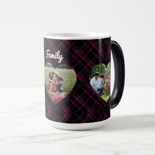 Mug Magic 3 Photo amour coeurs buffalo plaid