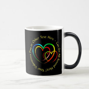 Mug Magic Ajouter des noms Message texte - Cœurs sur fond no