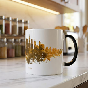 Mug Magic Aquarelle de la skyline de Chicago, paysage urbain
