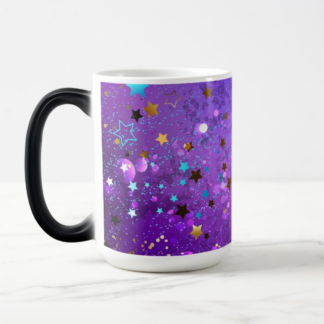 Mug Magic Arrière - plan de feuille violet avec étoiles (Gauche)