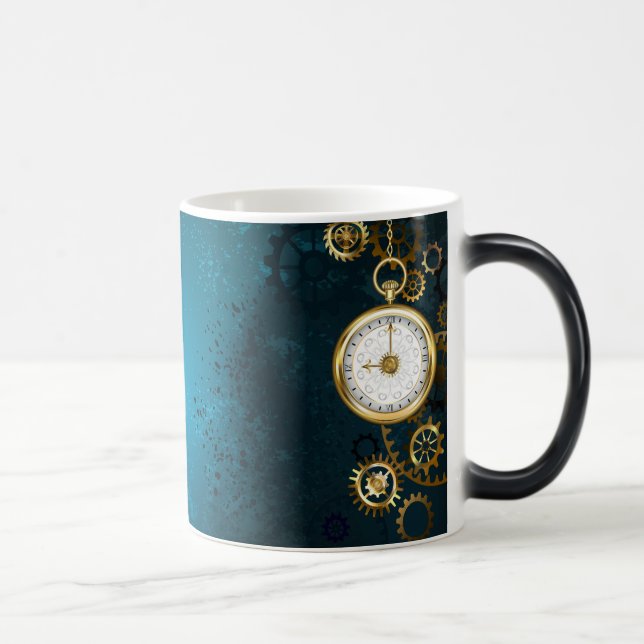 Mug Magic Arrière - plan turquoise à vapeur avec Gears (Droite)