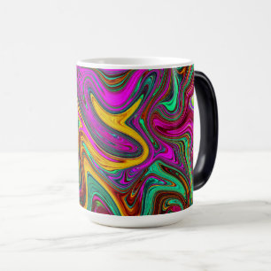 Mug Magic Art abstrait rose chaud marbré et vert mousse de m