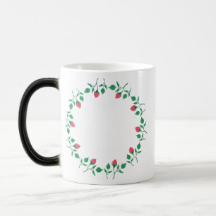 Mug Magic Cadre rond fleuri avec fleurs roses