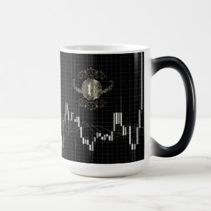 Mug Magic Carte à chandeliers Forex avec Bitcoin Gold Coin