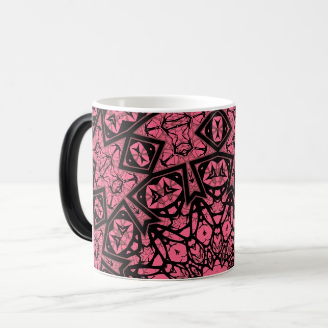 Mug Magic Châle à patchwork de châle rose et noir (Devant gauche)